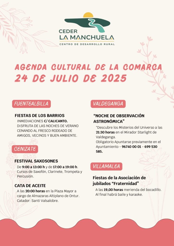 Agenda cultural La Manchuela: Fuentealbilla, Valdeganga, Cenizate y Villamalea